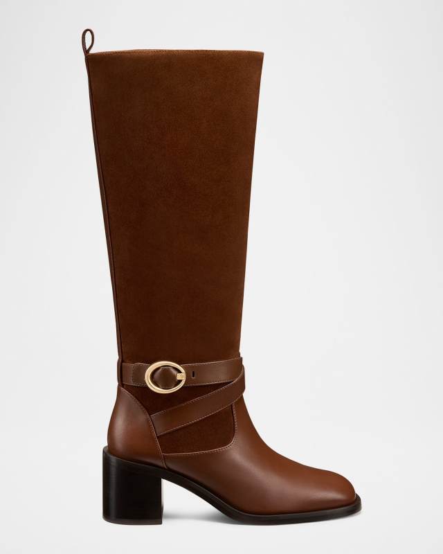 55mm Benni Mixed Leather Riding Boots